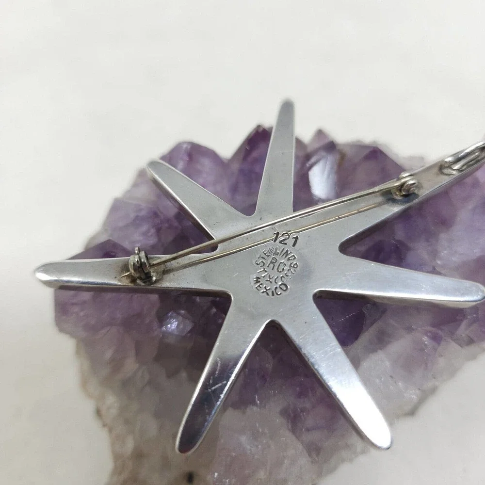 Reveriano Castillo Brooch 925 Sterling Silver Amethyst Sputnik Atomic Pendant